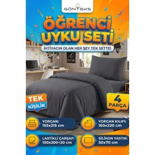 Öğrenci Uyku Seti - Tek Kişilik Uyku Seti ( Silikon Yorgan + Çarşaf + Yorgan Kılıfı + Yastık )