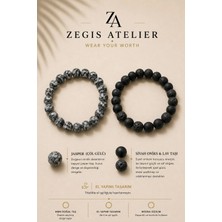 8 mm Jasper, Lav Taşı ve Mat Siyah Oniks Doğal Taş Bileklik