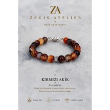 8 mm Kırmızı Karnelyan Akik Taşı Doğal Taş Bileklik