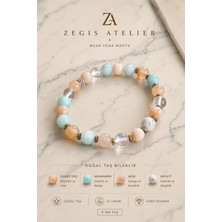 8 mm Güneş Taşı Akik Akuamarin Havlit Doğaltaş Bileklik- Kadın Bileklik Tasarım