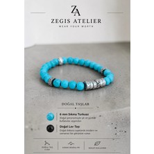 6 mm Sıkma Turkuaz ve Doğal Lav Taşı Bileklik