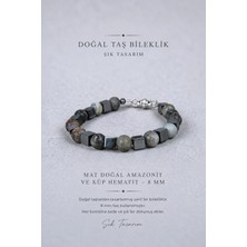 8 mm Mat Amazonit ve Küp Hematit Doğal Taş Bileklik
