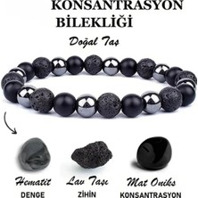 Efulim Hediyelik %100 Gerçek Doğal Taş Konsantrasyon Bilekliği |lav-Oniks-Hematit Doğaltaş | Hediyelik Doğaltaş