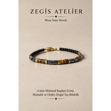 Kaplan Gözü, Hematit ve Siyah Oniks Doğal Taş Bileklik