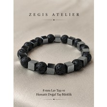 Hematit ve Lav Taşı Doğal Taş Bileklik Tasarımı - Unisex Tasarım