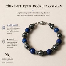 8 mm Lapis Kuvars ve Hematit Doğaltaş Taş Bileklik