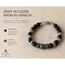 8 mm Siyah Oniks ve Lav Taşı Doğal Taş Bileklik