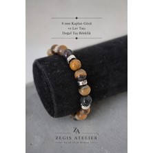 8 mm Kaplan Gözü ve Lav Taşı Doğal Taş Bileklik - Unisex Bileklik Tasarımı