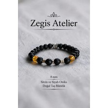 8 mm Sitrin ve Siyah Oniks Doğal Taş Bileklik Tasarımı