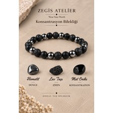 % 100 Gerçek Doğal Taş Konsantrasyon Bileklik |lav Oniks Hematit| Hediyelik Doğaltaş