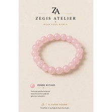 8 mm Pembe Ceyt Kuvars Doğal Taş Bileklik