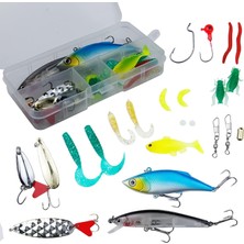 Happy Trend 24 Parça Sahte Olta Yem ve Aksesuar Seti Silikon Rapala Jig Kaşık