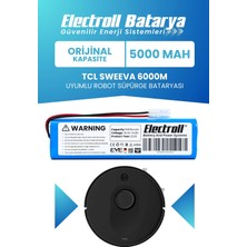 Electroll Tcl Sweeva 6000M Uyumlu Batarya (Orijinal Kapasite) 5000MAH Pil Robot Süpürge Bataryası Değişimi