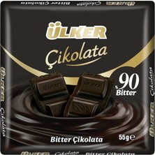 Ülker %90 Bitter Kare Çikolata 55 G - 8 Adet