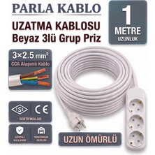 Parla Elektrik Üçlü Topraklı 1 Metre Uzatma Priz 3x2.5mm Kablo