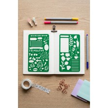 Karmelom Studio Bullet Journal Fincan Motifi, Gül Desenleri ve Liste Satıları Cetvel Set (2 Adet)