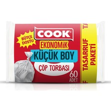 Cook Ekonomik Küçük Çöp Torbası Şeffaf 60'lı - 6 Adet