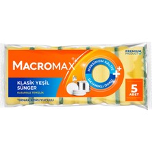 Macromax Klasik Yeşil Oluklu Sünger 5'li - 8 Adet