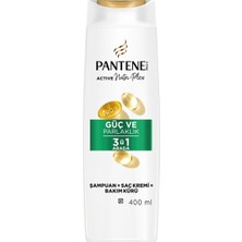 Pantene 3'ü 1 Arada Strength & Shine Şampuan 400 ml - Saç Bağlarını Korur 4'li Avantaj Paketi - 4 Adet