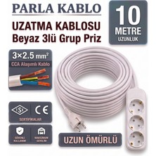 Parla Elektrik Üçlü Topraklı 10 Metre Uzatma Priz 3x2.5mm Kablo