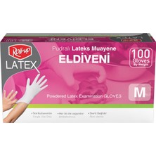 Roll-Up Pudralı Lateks Muayene Eldiven M 100'LÜ - 3 Adet