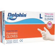 Dolphin Lateks Muayene Eldiveni Pudrasız 100 Adet Beyaz L 5'li Avantaj Paketi - 5 Adet