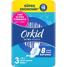 Orkid Hijyenik Ped 4lü Extra Uzun 16 - Ultra Yumuşak ve Anında Kuru 3'li Ekonomik Paket - 3 Adet