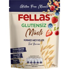 Fellas Glutensiz Müsli 270 G Kırmızı Meyveli - Yüksek Lifli Vegan Kahvaltılık 8'li Avantaj Paketi - 8 Adet