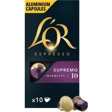 L'or Supremo Espresso Kapsül Kahve 10'lu 5,2g - Yumuşak ve Zengin Aroma 2'li Ekonomik Paket - 2 Adet