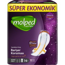 Molped Super Night Hijyenik Ped Ekonomik Paket Süper Gece 14'lü 6'li Avantaj Paketi - 6 Adet