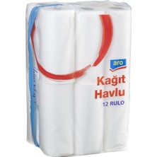 Aro Kağıt Havlu 2 Katlı 12 Li Beyaz - Güçlü Emici Havlu Kağıt