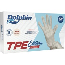 Dolphin Tpe Eldiven Krem 100LÜ Small - Tek Kullanımlık Eldiven 8'li Avantaj Paketi - 8 Adet