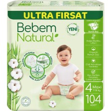 Bebem Natural Ultra Fırsat Bebek Bezi Maxi 104LÜ Bambu ve Organik Pamuk 2'li Ekonomik Paket - 2 Adet