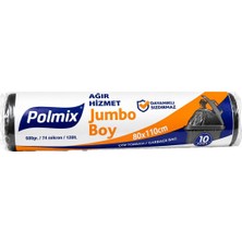 Polmix 600 gr Ağır Hizmet Jumbo Boy Çöp Poşeti 80X100 cm Siyah 8'li Avantaj Paketi - 8 Adet