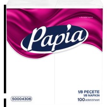 Papia 1/8 Garson Katlama Peçete 33X33CM 100 Adet Beyaz 8'li Avantaj Paketi - 8 Adet