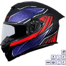 Gp Kompozit MKS008-RBBR Yarış Spoiler Güneş Vizörlü Şeffaf Full Face Motosiklet Kaskı