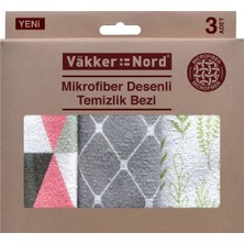 Vakker Nord Mikrofiber Desenli Temizlik Bezi 3'lü - 4 Adet