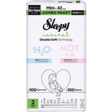 Sleepy Natural Double Jumbo Bebek Bezi Mini 42 Adet - Ultra Hassas Ciltler Için 5'li Avantaj Paketi - 5 Adet