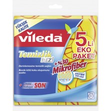 Vileda %30 Mikrofiberli Bez 5'li - Güçlü Temizlik ve Yüksek Emicilik 6'li Avantaj Paketi - 6 Adet