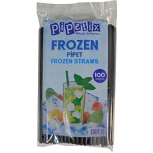 Pipetix Frozen Pipet 100 Adet Siyah - Kafe ve Partiler Için Şık Kullan At Pipet 4'li Avantaj Paketi - 4 Adet