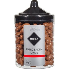 Rioba Rıoba Badem Draje 1 kg - Kahve Yanı Ikramlık Çikolata Kaplı Badem 2'li Ekonomik Paket - 2 Adet