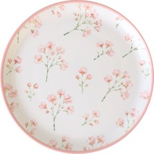 Keramika Minimal Çiçek Pasta Tabağı 20 cm - 6 Adet