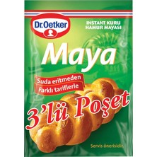 Dr. Oetker Kuru Maya 3'lü 30G - Pratik Tek Kullanımlık Poşet 3'li Ekonomik Paket - 3 Adet