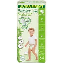 Bebem Natural Ultra Fırsat Bebek Bezi Extra Large 64'lü Bambu ve Organik Pamuk 3'li Ekonomik Paket - 3 Adet