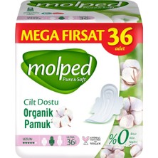 Molped Pure & Soft Gece Hijyenik Ped 36'lı Uzun, Yumuşak ve Nefes Alabilir 2'li Ekonomik Paket - 2 Adet