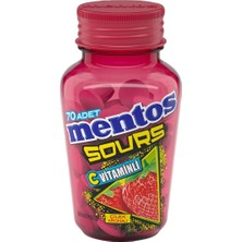 Mentos Sour Şeker 49 G Çilek Aromalı Şekersiz C Vitaminli Tablet Şekerleme 3'li Ekonomik Paket - 3 Adet