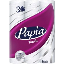 Papia 3 Katlı Kağıt Havlu 12'li Ultra Emici ve Dayanıklı 2'li Ekonomik Paket - 2 Adet