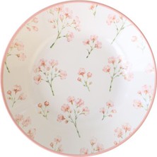 Keramika Minimal Çiçek Çukur Tabak 21 cm - 5 Adet
