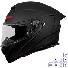 Gp Kompozit MKS008-MB Yarış Spoiler Güneş Vizörlü Şeffaf Full Face Motosiklet Kaskı