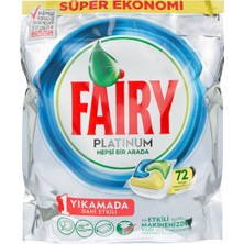 Fairy Platinum Bulaşık Makinesi Tableti 72'li - Güçlü Temizlik 2'li Ekonomik Paket - 2 Adet